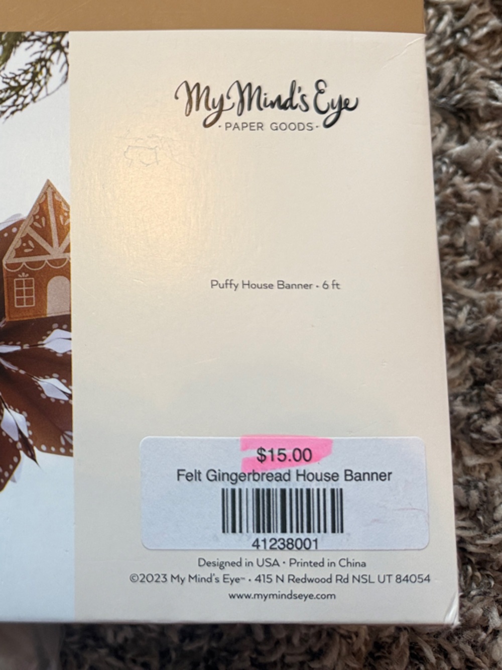 Gingerbread House Felt Banner (qty 2) & Gingerbread Decor - Brown Cream - Picture 6 of 9